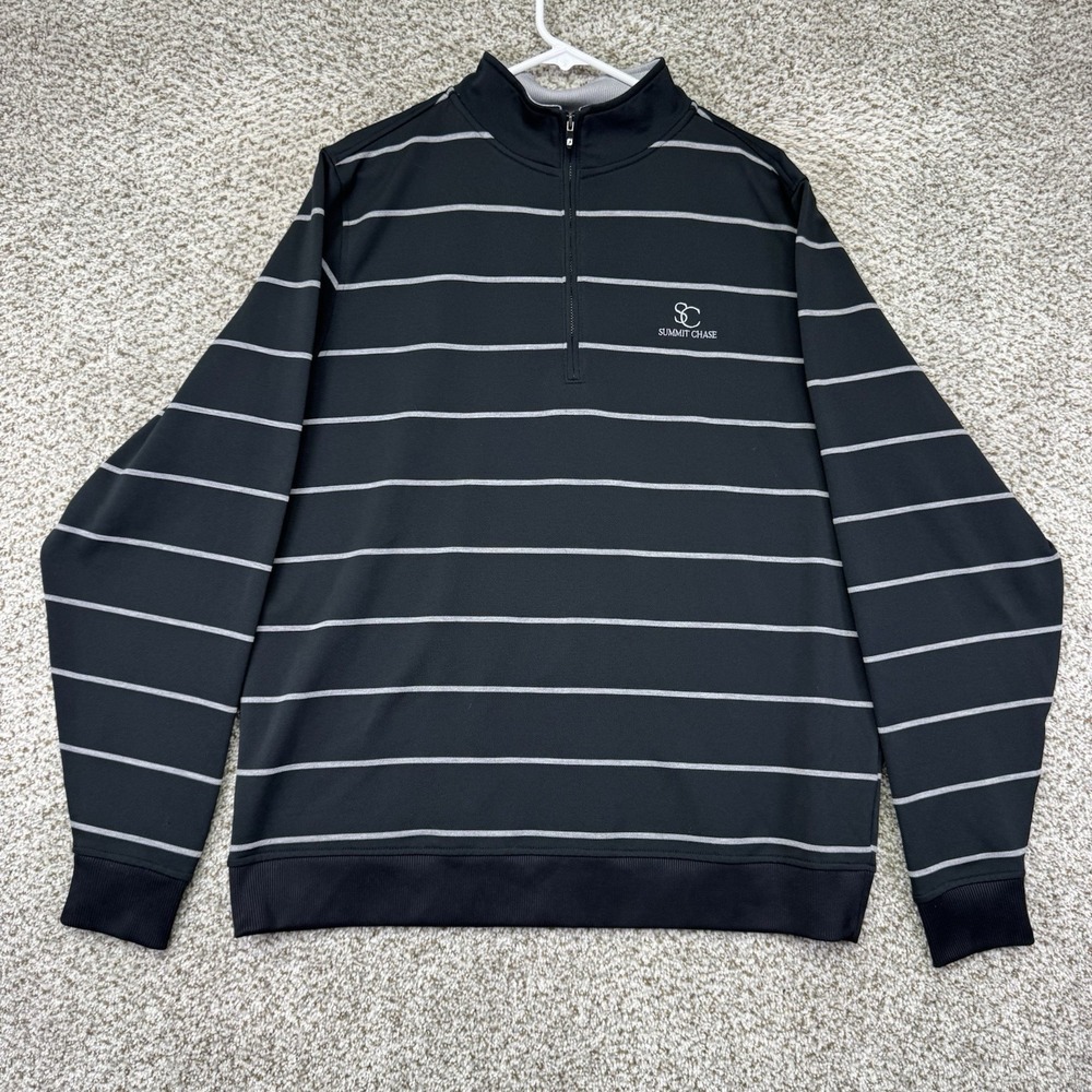 FootJoy Sweater Men's XL Black White Stripes Quarter Zip Pullover Golf Stretch
